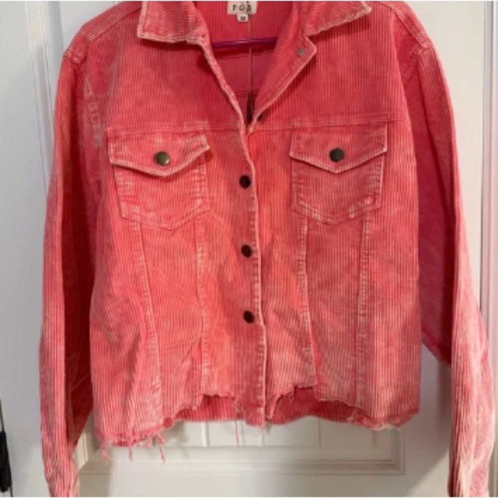 Women's Vibrant Pink Corduroy Jean Jacket